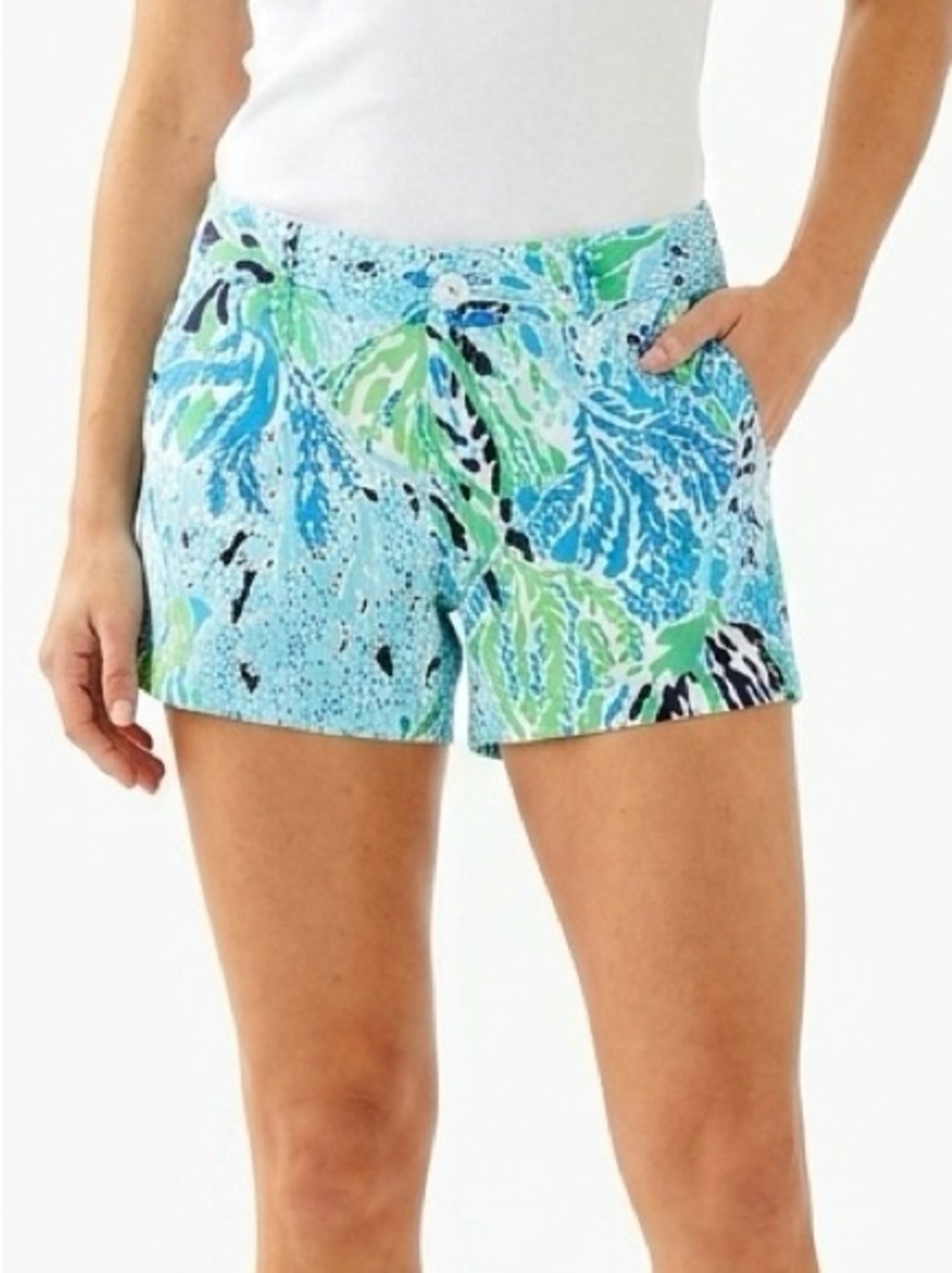 Lilly Pulitzer Callahan 5" Shorts Coral Reef Blue Green 6
